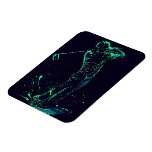 Minimalistische Golfer Green Glow Silhouette Magneet (Linkerzijde)
