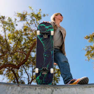 Minimalistische Golfer Green Glow Silhouette Persoonlijk Skateboard