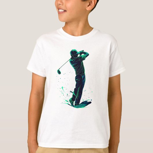 Minimalistische Golfer Green Glow Silhouette T-shirt (Voorkant)