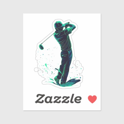 Minimalistische Golfer Groen Glow Silhouet Sticker (Vel)