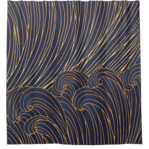 Minimalistische golven, berglijnkunst. douchegordijn