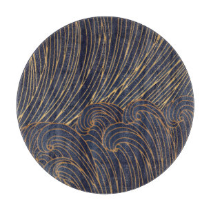 Minimalistische golven, berglijnkunst. snijplank