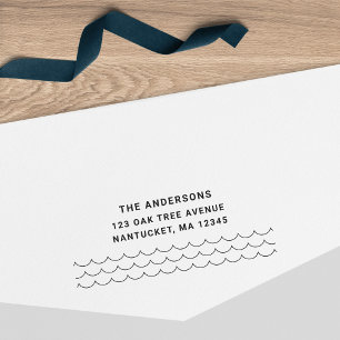 Minimalistische golven familienaam retouradres zelfinktende stempel