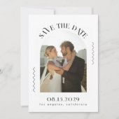 Minimalistische golvende lijnen Boho gebogen foto  Save The Date (Voorkant)