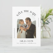 Minimalistische golvende lijnen Boho gebogen foto  Save The Date (Staand voorkant)