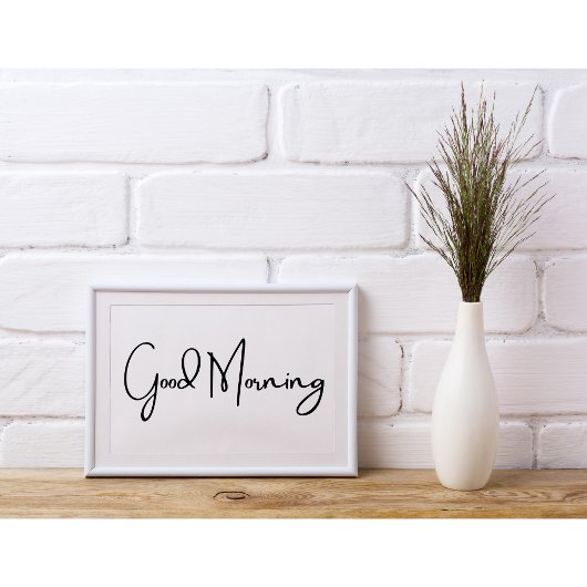 Minimalistische "Good Morning" eenvoudige zwarte t Poster