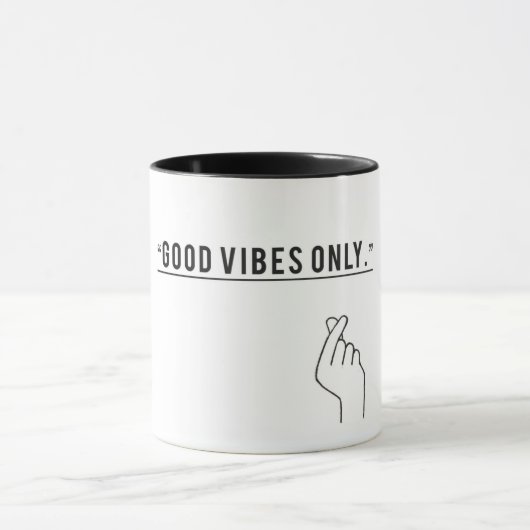 Minimalistische "Good Vibes Only" Motivatie koffie Mok (Midden)