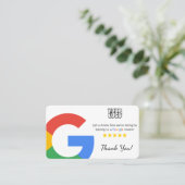 Minimalistische Google Review Sjabloon met QR-code Visitekaartje (Staand voorkant)