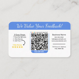 Minimalistische Google Review Sjabloon met QR-code Visitekaartje