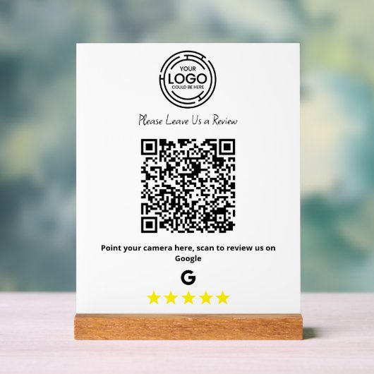 Minimalistische Google Reviewen Business QR-code Acryl Bord (Neutraal)