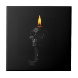 Minimalistische gothische Halloween kaars keramisc Tegeltje