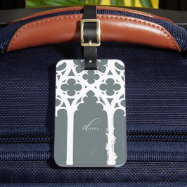 Minimalistische gotische raam calligrafie leisteen bagagelabel