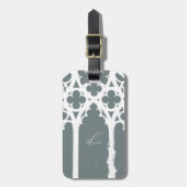 Minimalistische gotische raam calligrafie leisteen bagagelabel (Voorkant verticaal)