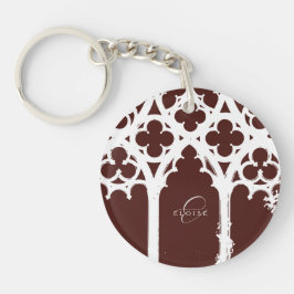 Minimalistische gotische raamcalligrafie Burgundy Sleutelhanger