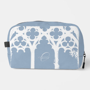 Minimalistische gotische raamkalligrafie Bord blau Toilettasje