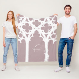 Minimalistische gotische raamkalligrafie Bord Roze Fleece Deken