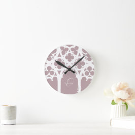 Minimalistische gotische raamkalligrafie Bord Roze Ronde Klok