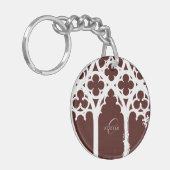 Minimalistische gotische raamkalligrafie Bourgogne Sleutelhanger (Voorkant Links)