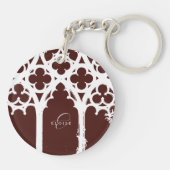 Minimalistische gotische raamkalligrafie Bourgogne Sleutelhanger (Achterkant)