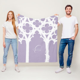 Minimalistische gotische raamkalligrafie lavendel fleece deken