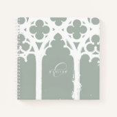 Minimalistische gotische raamkalligrafie Pastel Gr Notitieboek (Voorkant)