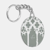 Minimalistische gotische raamkalligrafie Sage Gree Sleutelhanger (Voorkant Links)