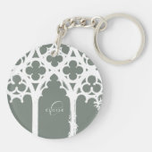Minimalistische gotische raamkalligrafie Sage Gree Sleutelhanger (Achterkant)