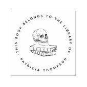 Minimalistische gotische schedelboek uit de biblio  zelfinktende stempel (Design)