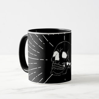 Minimalistische gotische schedelkunst zwarte koffi mok
