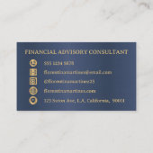 Minimalistische Goud en Blauw moderne professional Visitekaartje (Achterkant)