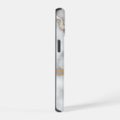 Minimalistische goud en wit marmer iPhone 15 case (Rechterkant)