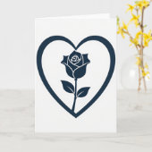 Minimalistische Goud Folie Hart Roos Kaart (Gele Bloem)