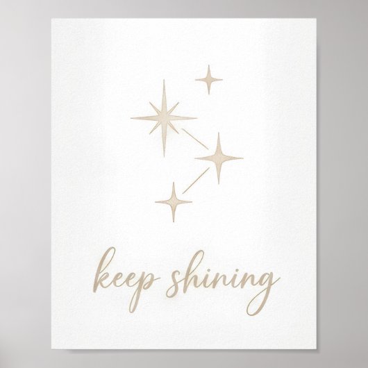 Minimalistische Goud "Keep Shining" Sterrenconstel Poster (Voorkant)