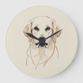 Minimalistische Goud Retriever Lijn Kunst Grote Klok