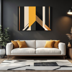 Minimalistische goud zwarte beige esthetische ontw canvas afdruk