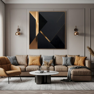 Minimalistische goud-zwarte geometrische luxe canvas afdruk