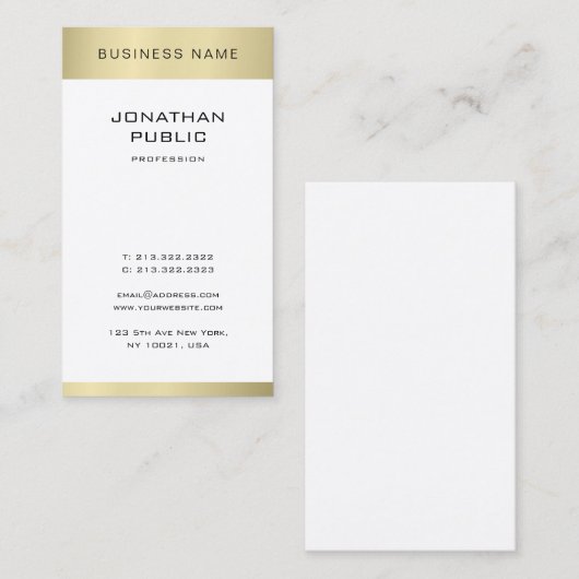 Minimalistische goudblik in de moderne tijd visitekaartje (Voorkant / Achterkant)