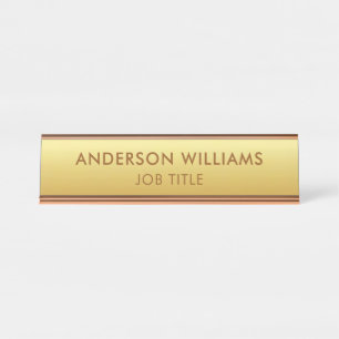 Minimalistische Gouden Achtergrond Aangepast Bureau Naambordje