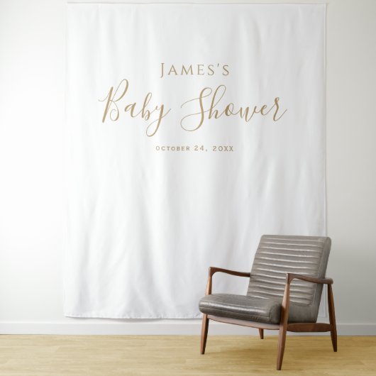 Minimalistische gouden Baby showers achtergrond Wandkleed (In situ)