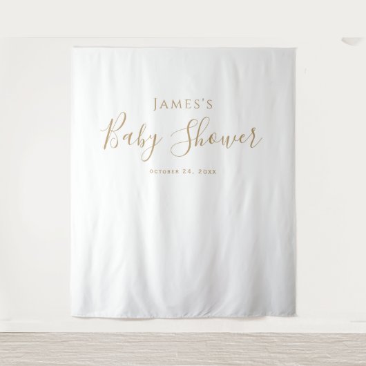 Minimalistische gouden Baby showers achtergrond Wandkleed (Voorkant)