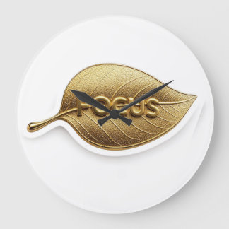 Minimalistische gouden blad "FOCUS" wandklok-Premi Grote Klok