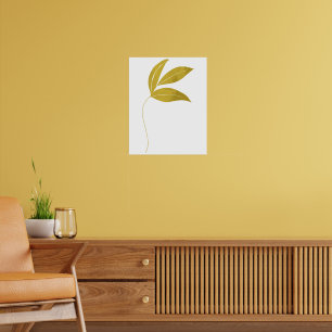 Minimalistische Gouden Bladeren Bloemen Poster