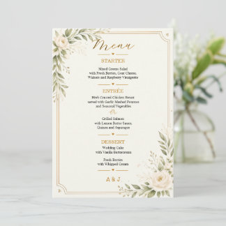 Minimalistische gouden bloem bruiloft plat menukaa menu