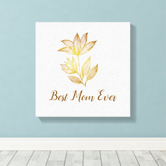 Minimalistische gouden bloem canvas wandkunst afdruk (Insitu (Houten vloer))