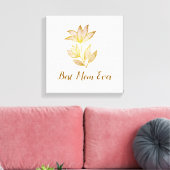 Minimalistische gouden bloem canvas wandkunst afdruk (Insitu (Woonkamer))