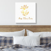 Minimalistische gouden bloem canvas wandkunst afdruk (Insitu (Slaapkamer))