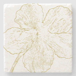 Minimalistische Gouden Bloem Lijnkunst Persoonlijk Stenen Onderzetter