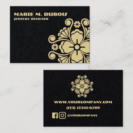 Minimalistische Gouden Bloem Visitekaartje (Voorkant / Achterkant)