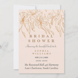 Minimalistische gouden bloemen bruids douche uitno kaart