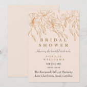 Minimalistische gouden bloemen bruids douche uitno kaart (Voorkant / Achterkant)